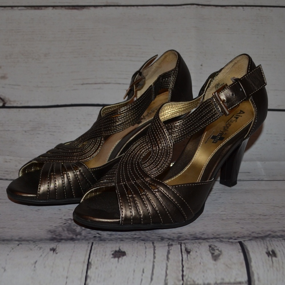 Air Supply Bronze Strappy Heel Size 7m